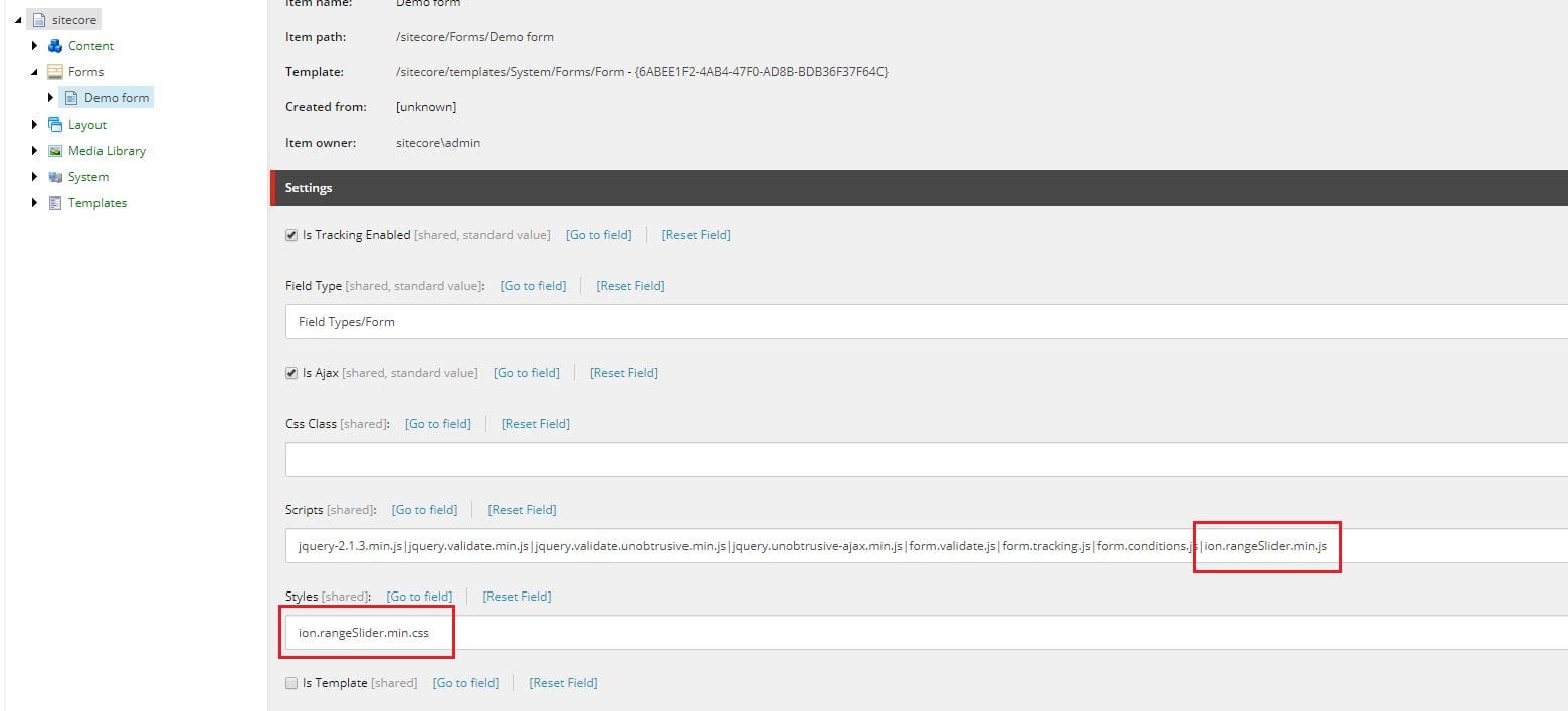 suwak zakresu dla formularzy sitecore